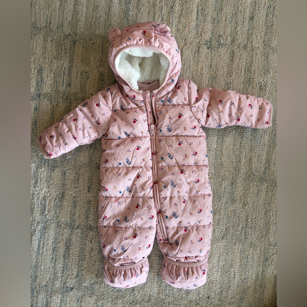 GAP Pink Floral Hooded Puffer One-Piece